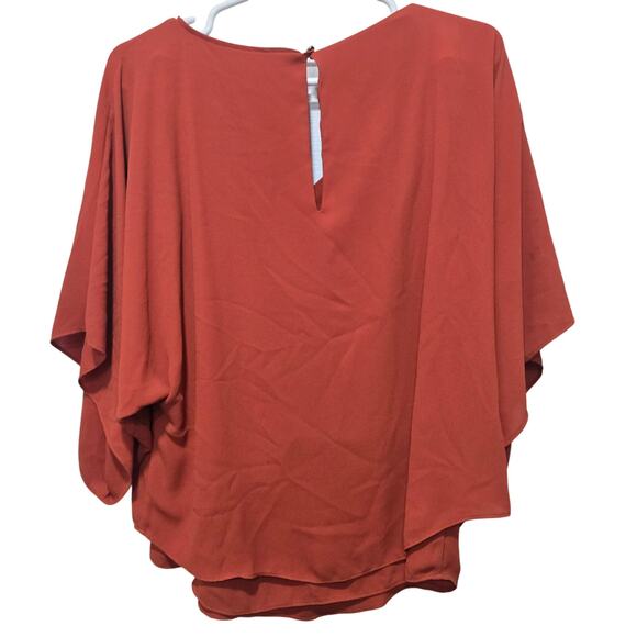 White House Black Market Rust Orange Keyhole Blouse S - Picture 2 of 7